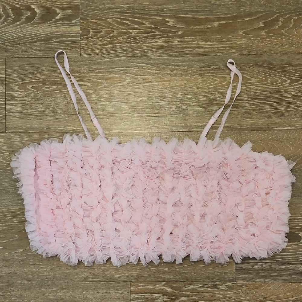 3X Pink Ruffled Crop Top